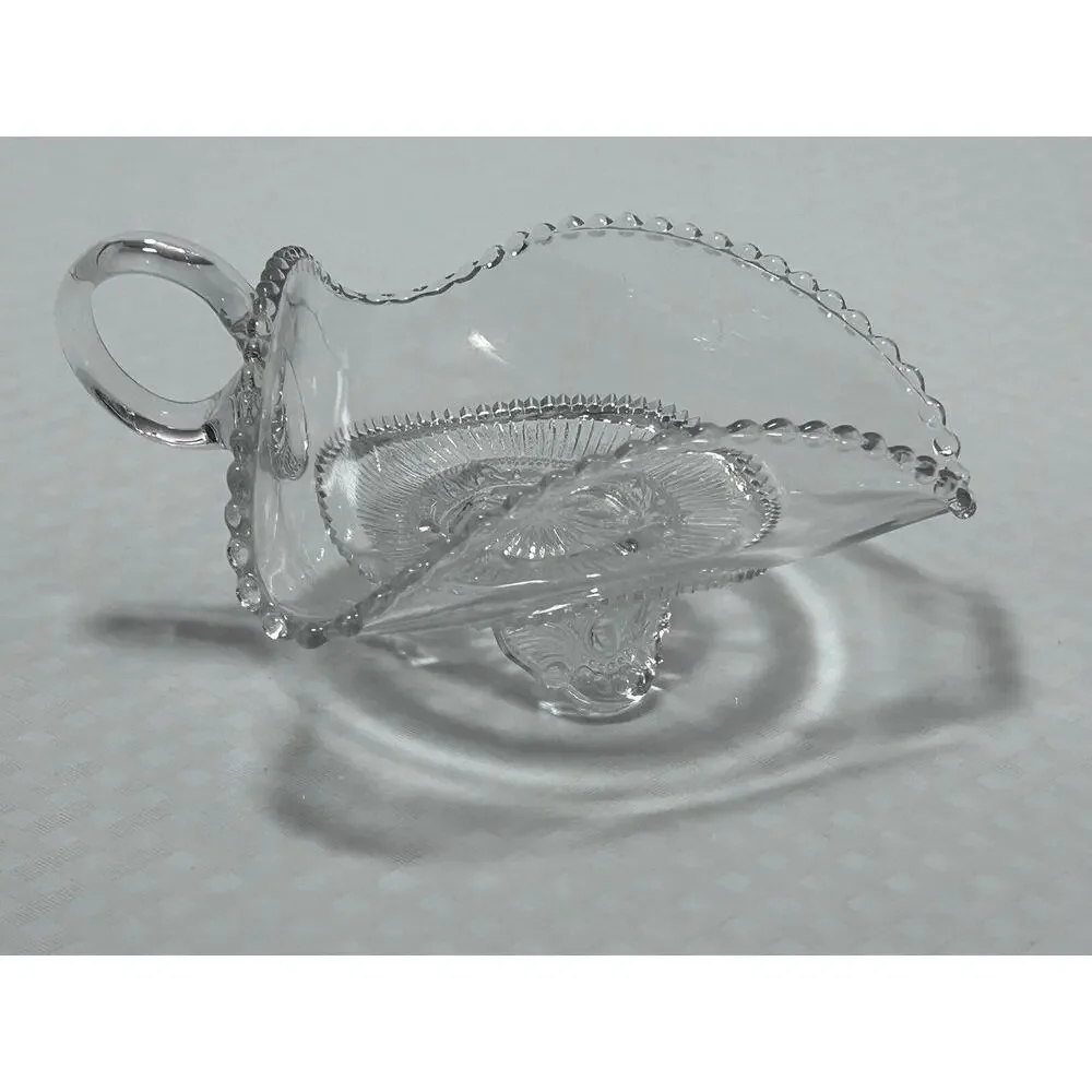 US Glass Colorado (Beaded Rim)‎ Lacey Medallion Footed Clear Dish EAPG